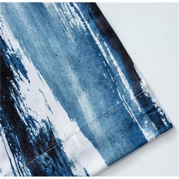 Paint Brush Watercolor Stripe Pattern Thermal Insulated Blackout Window Curtain - Picture 4 of 4